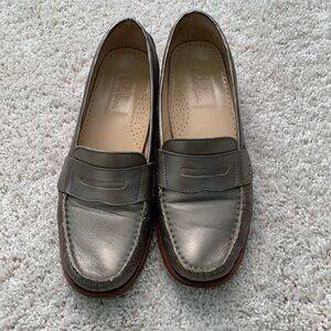 Pewter leather loafers